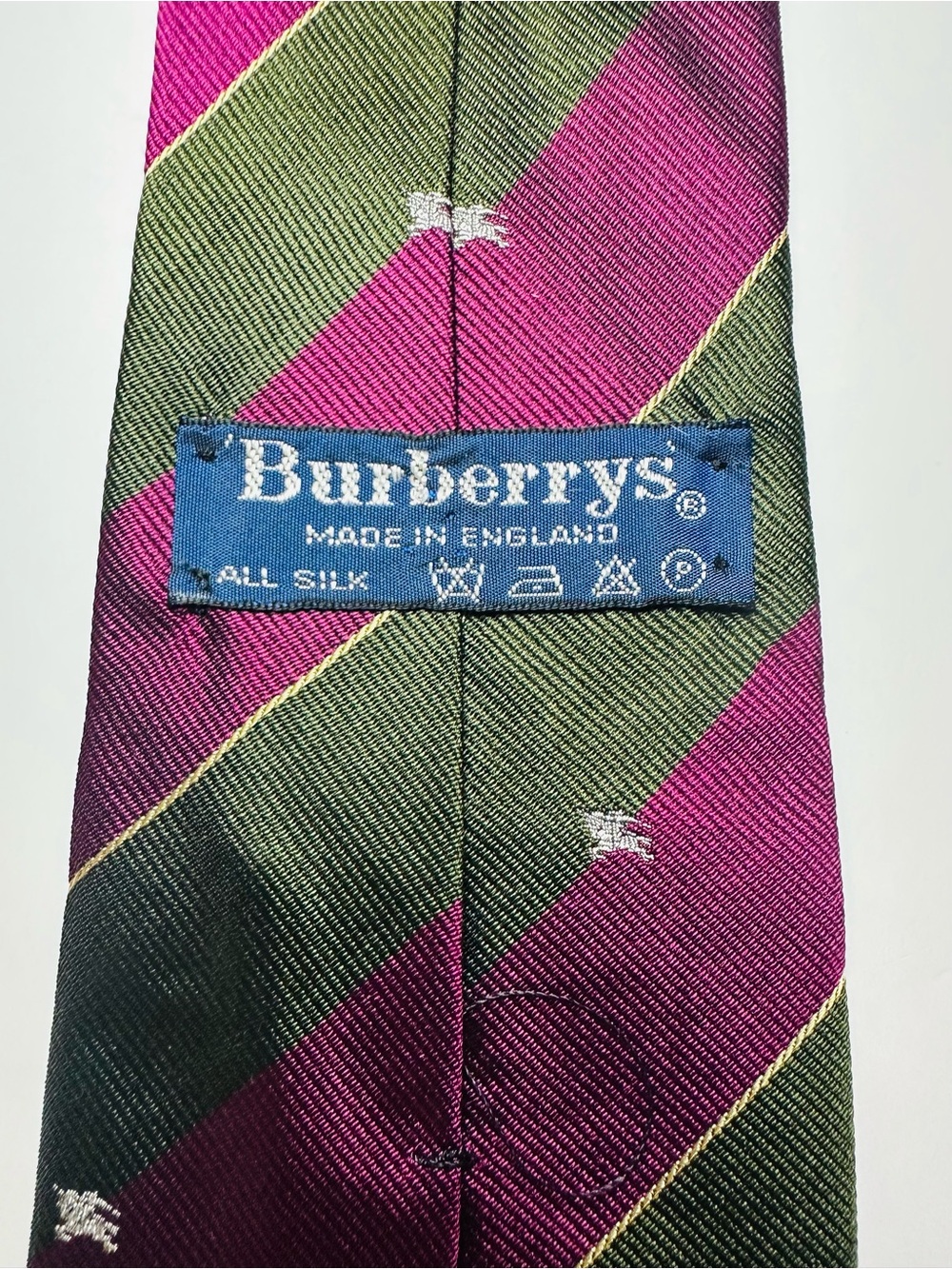 BURBERRYS VINTAGE PRE 1999 MADE IN ENGLAND SILK TIE STRIPED OLD MONEY PREPPY - Picture 5 of 13
